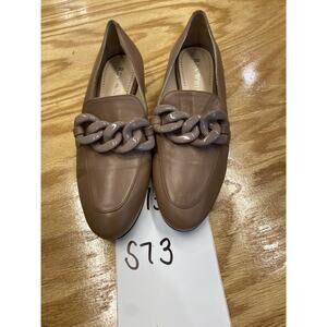 Ron White Kadesha Loafers Shoes Women's 37 Brown Leather Chain Slip-On Round Toe